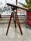 Antique-style-brass Telescope On Adjustable Wooden Tripod Vintage Nautical Marin