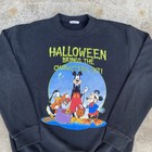 Vintage 90s Kids Disney Halloween Black Crewneck Sweater Mickey Goofy Rare S m