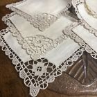 Vintage Cocktail  coasters napkins With Belgium Lace Tatting  Set Of 6