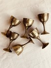 6 Antique Traditional Arabic Turkish Persian Solid Brass Cups