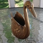 Vintage Solid Brass Swan Planters Set Of 2     Classic Decor