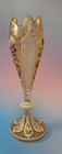 Antiq 9-1 4  Bohemian 19th Century White Overlay Glass Vase W alternating Panels