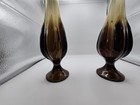 Pair Of Vintage Viking Glass  epic  6 Petal Swung Vase  Smoke Brown