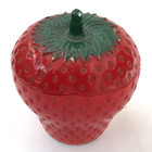 Hazel Atlas Strawberry Platonite Glass Tableware Jam Jelly Jar And Lid Vtg 1940s
