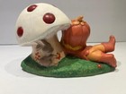 Mcm Vintage 1977 Garden Pixie Elf Mushroom Mouse Ladybug  Ceramic Figurine  