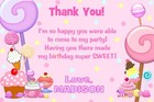 Candy Shoppe Candyland Printable Birthday Party Invitation   Free Thank U Card C