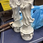 Pair Of Vintage Old Chinese Blanc De Chine Guanyin Porcelain Statues Figures