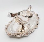 Silver Plated Gravy Boat W Fixed Tray Shell   Acanthus Motif Baroque Style