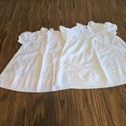 2 Vtge Handmade In  Philippines White   Pink Embroidery Pin Tucking Baby Dresses