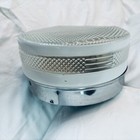 Vintage Mcm Clear Textured Glass   White Glass Chrome Light Fixture Flush Mount