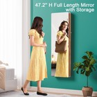 Led Mirror Jewelry Cabinet 47 2  Wall Mounted Jewelry Organizer With Full-length