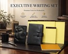 2 Leather Padfolio Organizers   6 Legal Pads Gold Fibre Krause Ring Binder