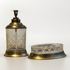 Vintage Hollywood Regency 2-piece Cut-glass And Brass bronze Bathroom Set