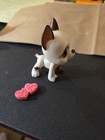 Littlest Pet Shop  White Great Dane W brown Markings And A Heart Toy