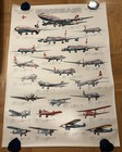 Huge Vintage Advertising Poster History Of Swissair Fleet Since 1931 Airlines