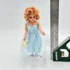 Vintage 1950 s Hard Plastic 7  Red Head Doll With Blue Mesh Dress Sleepy Eyes