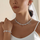 3pcs Silver Wedding Jewelry Set For Women Brides Rhinestone Necklace Earrings Br