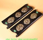 Old Chinese Dynasty Rosewood Inlay Hetian Jade  Flower Bird Paper Weight Pair