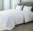 3pcs Leaves Embossed Quilted Bedspread Reversible Queen Size Coverlet Bed Throw