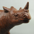 Rhino Rhinoceros Carved Crushed Walnut Shell Figure Figurine 8  Long