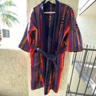 Vintage 80s Blass 100  Cotton Brazil Robe Os Colorful Aztec Southwestern Belted