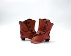 Lovely Antique Red Leather Doll Shoes  2 5 