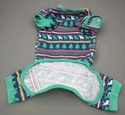 New Vibrant Life Size Small Pet Dog Christmas Holiday Pjs Blue Green Moose Trees
