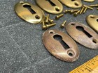 Lot Of 8 Antique Brass Keyhole Cover Escutcheon Door Key Hardware With Screws