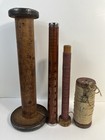 Vintage Lot Of 4 Old Wooden Spools Bobbins Sewing Weaving Crafts - Empty