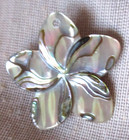 Hand-carved Abalone Shell Flower W Pink   Green Luster Button  1-1 4