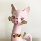 Vintage Lefton Pink Cat Spaghetti Vase Figurine 1950s Kitsch Kitten Kitty