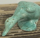 Mid-century Modern Turquoise Brown Spotted  Feeding Duck Figurine Vintage