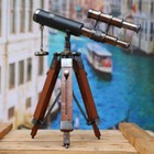 Telescope Double Barrel Brass Antique With Vintage Tripod Stand