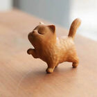Wooden Cat Statue Mini Hand Carved Craft Cat Sculpture Figurine Home Decor