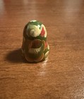 Vintage Hand Painted Wooden Thimble Russian Folk Art Floral