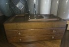 Vintage Mahogany Wooden Vanity Dresser Jewelry Box Japan 2 Drawer Wood Cabinet74