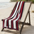 Tommy Hilfiger Chelsea Red Double Sided Stripe Oversize Beach Towel 36x72 Cotton