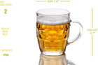1 Pint Dimpled Beer Mug Set Of 2 - Heavy British Pub Thick Glass With Handle - S