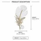 Leaf Pearl Brooch Pin Gold Tone Rhinestone Crystal Elegant Fashion Jewelry