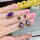 Double Color Gold Amethyst Carved Gold Craft Purple Diamond Suit