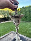 Antique Vtg Art Deco Nouveau Hanging Ceiling Hall Light Fixture Glass Shade