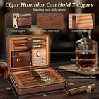 Leather Cedar Wood Cigar Humidor Case Set With Lighter Travel Accessory