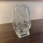 Vintage L e  Smith Glass Co  2 Piece Glass Candle Holder Etched Butterflies Rose