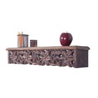 Hand Carved Decorative Brown Wooden Wall Mounted Shelf  Bracket Flower Design
