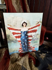 Gorgeous Vintage Antique Primitive Colonial Style July 4 Miss Liberty Flag Sign