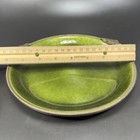 Evans Hand Enameled Copper Metal Green Dish Brass Trim Leaves 8inch Plate Dish
