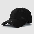 Black Distressed Baseball Ball Cap Hat Dad Solid Blank  Plain Men Women Cotton