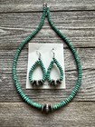 Sterling Silver Blue Turquoise Bead Necklace W Earrings Set  Gift 18 Inch
