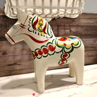 Vintage Nils Olsson Swedish Dala Horse White 15  Large Hand Carved Wood Label