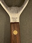 Vtg Mcm Manual Bottle Opener Stainless Metal Pointed Wood Handle Barware Japan